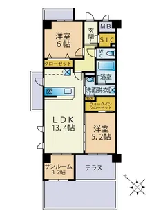 Luminous Terrace 諸岡【1階】の間取り