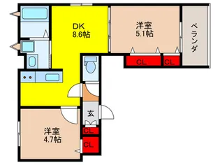クリエオーレ西郷通【2階】の間取り
