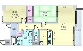 豊中パークレジデンス【6階】の間取り