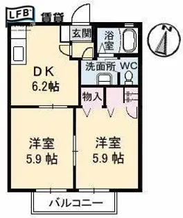 カムフォートヒルズ沖 A棟【2階】の間取り
