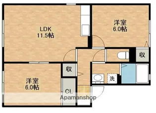 シャトージュネスA【2階】の間取り