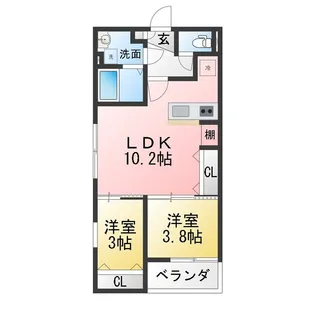 トゥルーハート稲沢【1階】の間取り