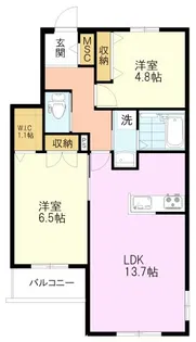 フォンテーヌ国立B【2階】の間取り