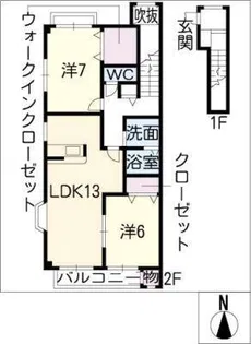 サンビレッジ稲里 北棟【2階】の間取り