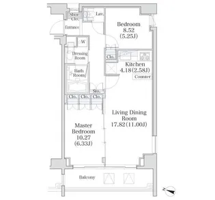 パークフラッツ市谷台町坂【7階】の間取り