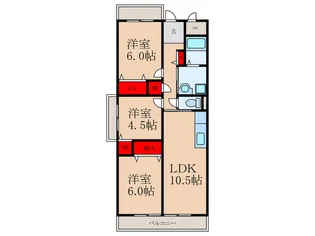 ヴィラ-ジュ花乃井【1階】の間取り
