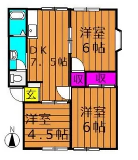 サンタウンコーラル A【2階】の間取り