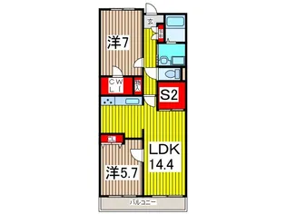 ルクレ川口ウエスト【2階】の間取り