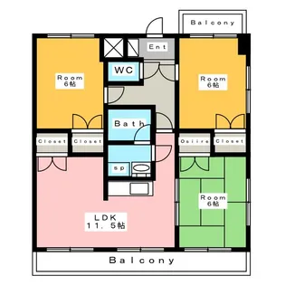 ゴールドキャッスル【4階】の間取り