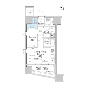 デュオフラッツ池尻大橋【12階】の間取り