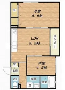 2LDKの間取り画像