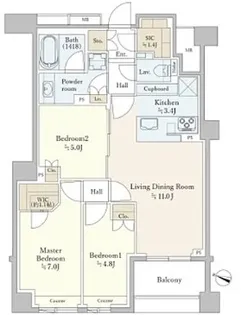 市ヶ谷駅徒歩8分 分譲 ペット可 ピアノ可 築浅 設備充実【3階】の間取り