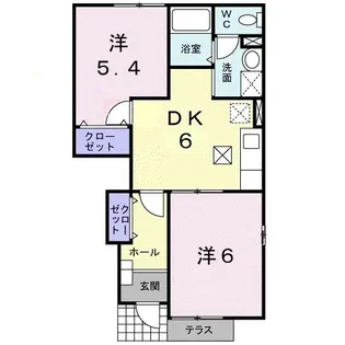 サンプラッツB【1階】の間取り
