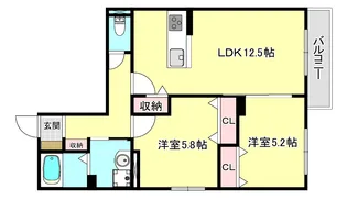 神戸市垂水区東垂水新築アパート北棟【2階】の間取り
