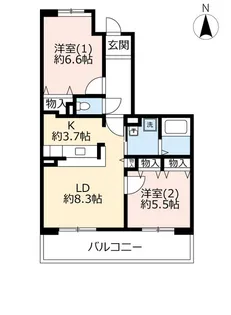 UR奈良・紀寺【4階】の間取り