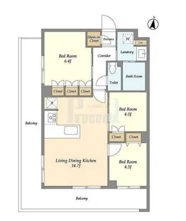 メゾンドオンディーヌ【3階】の間取り