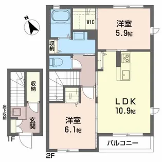 シャーメゾン ヴィラージュA【2階】の間取り