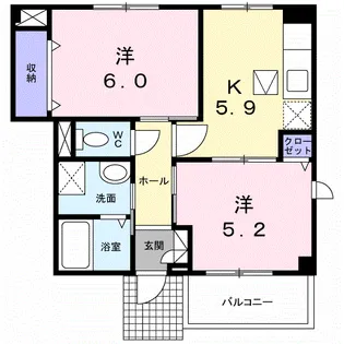 シュッド フォンテーヌ【1階】の間取り