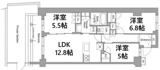 ミレーネ神戸住吉本町の間取り