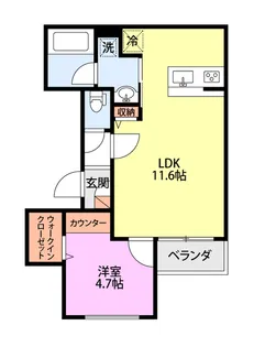 グラディア米山【3階】の間取り
