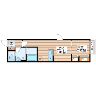 【新築】(仮)東仙台1丁目新築アパートA棟【1階】の間取り