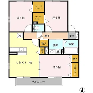 ヴェルジェ富の原【2階】の間取り