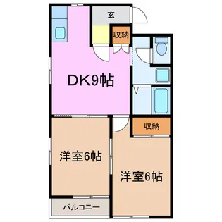 ヒルズ梅ヶ丘B【1階】の間取り