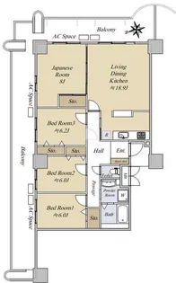 ヴェルノール布施【7階】の間取り
