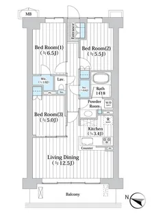 東京都世田谷区砧7【マンション】の間取り