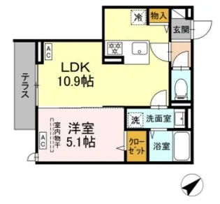 セレスティア弥生町【1階】の間取り