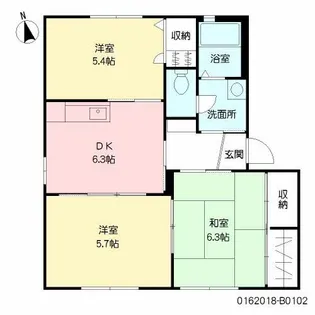 グランメゾン サンフラワー B棟【1階】の間取り