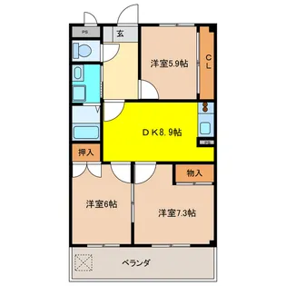サンシティー中ノ宮A【3階】の間取り