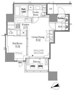 レジディアタワー目黒不動前【4階】の間取り