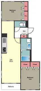2LDKの間取り画像