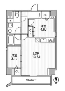 2LDKの間取り画像