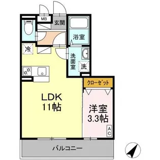 1LDKの間取り画像