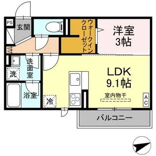 広島県福山市新涯町4【アパート】の間取り