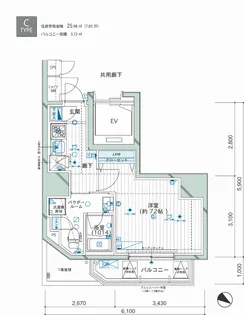 メインステージ西新宿II【7階】の間取り