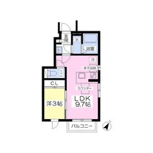 ラヴィミューR【1階】の間取り