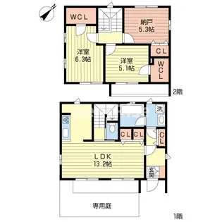 愛知県江南市木賀本郷町西【一戸建】の間取り