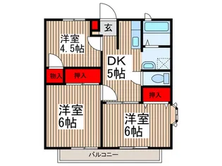 サンハイツエスB【2階】の間取り