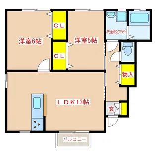 ハピネス A棟【1階】の間取り