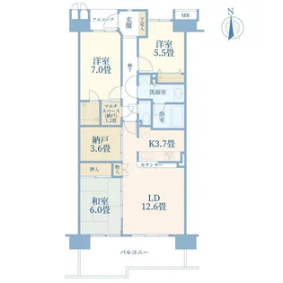 ルクサージュあおば山の手台 D棟【8階】の間取り