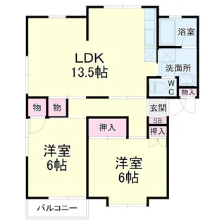 ハイツグリーンB【1階】の間取り