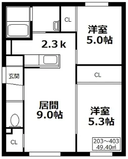 アヴァンセ本通南【2階】の間取り