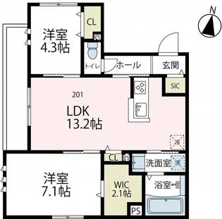 ボヌール平安【2階】の間取り