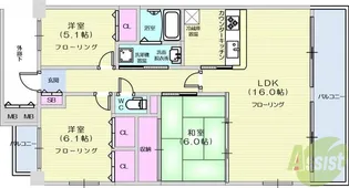 グローリィハイツNo3【6階】の間取り