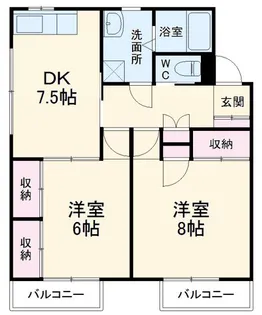 ポートランドマンションB【1階】の間取り