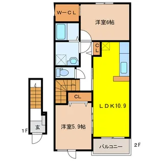 岐阜県岐阜市北鶉4【アパート】の間取り