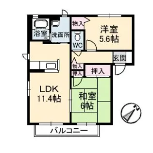 ハピネスK B棟【2階】の間取り